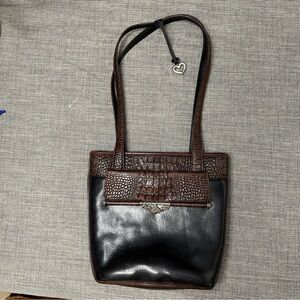 Brighton black leather bag with deep brown trim